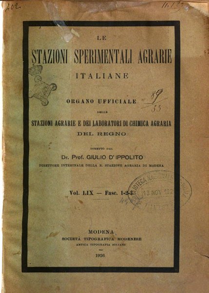 Le stazioni sperimentali agrarie italiane organo delle stazioni agrarie e dei laboratori di chimica agraria del Regno