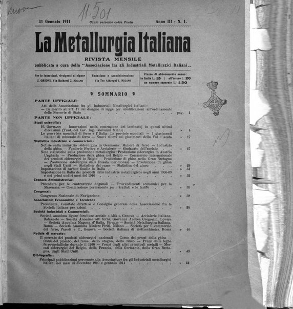 La metallurgia italiana rivista mensile