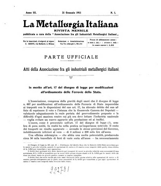 La metallurgia italiana rivista mensile