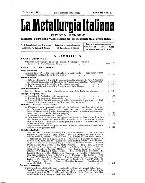 La metallurgia italiana rivista mensile