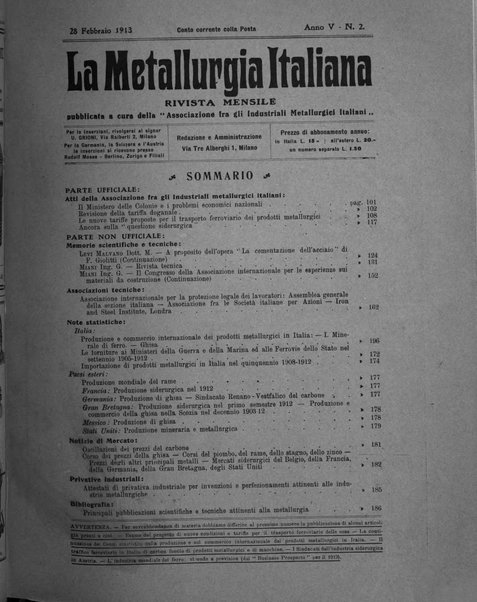 La metallurgia italiana rivista mensile