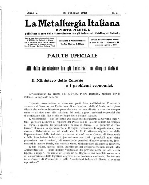 La metallurgia italiana rivista mensile