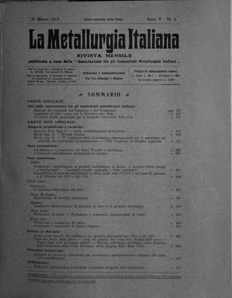 La metallurgia italiana rivista mensile