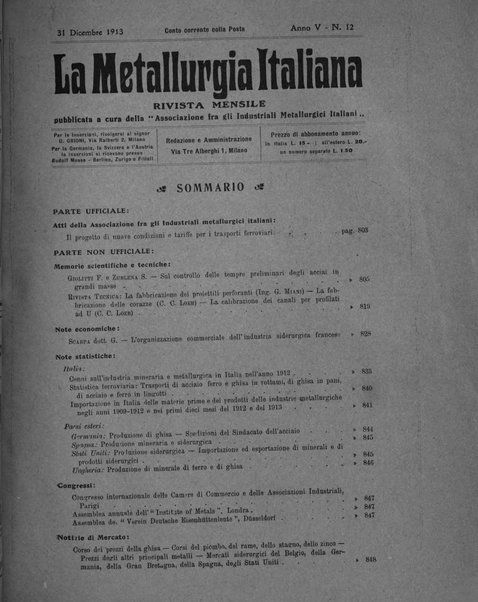 La metallurgia italiana rivista mensile