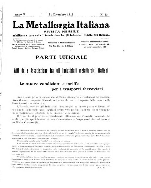 La metallurgia italiana rivista mensile