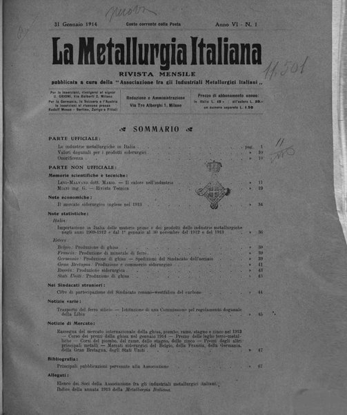 La metallurgia italiana rivista mensile