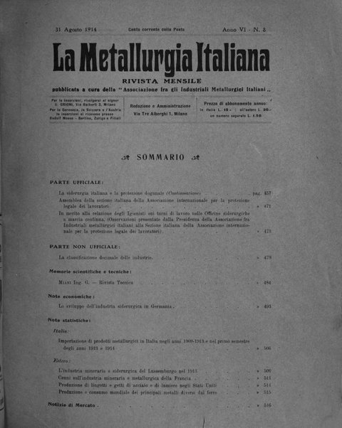 La metallurgia italiana rivista mensile