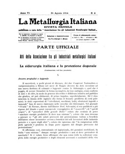 La metallurgia italiana rivista mensile