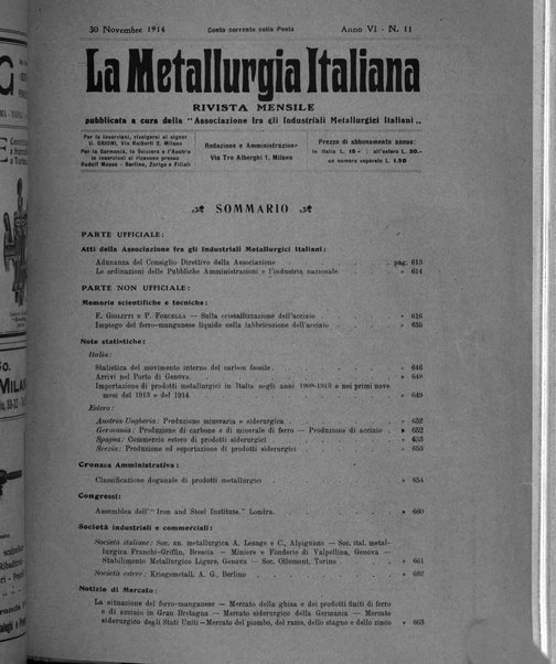 La metallurgia italiana rivista mensile