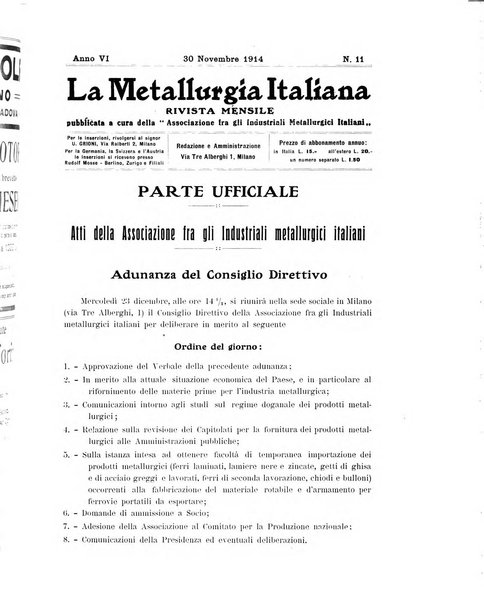 La metallurgia italiana rivista mensile