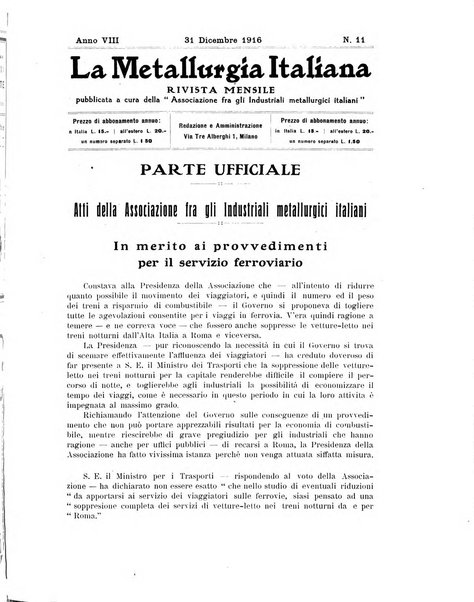 La metallurgia italiana rivista mensile