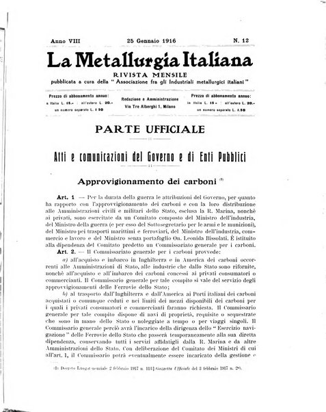 La metallurgia italiana rivista mensile