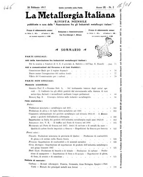 La metallurgia italiana rivista mensile