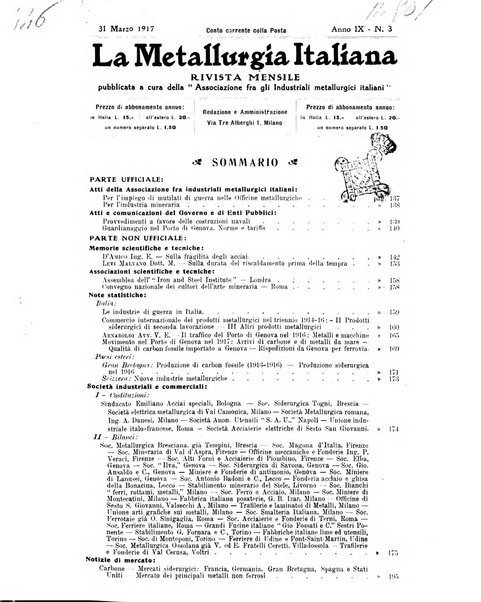 La metallurgia italiana rivista mensile