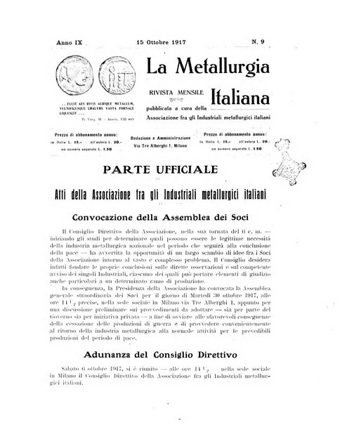 La metallurgia italiana rivista mensile