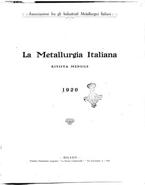 La metallurgia italiana rivista mensile