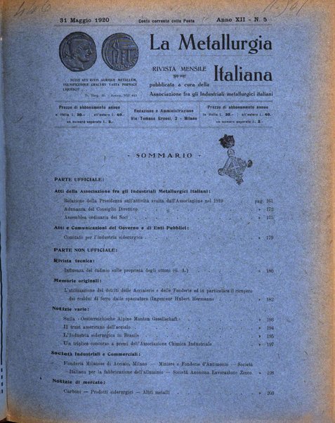 La metallurgia italiana rivista mensile