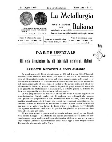 La metallurgia italiana rivista mensile