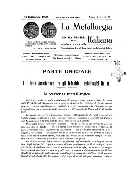 La metallurgia italiana rivista mensile