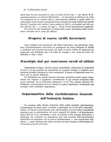 La metallurgia italiana rivista mensile