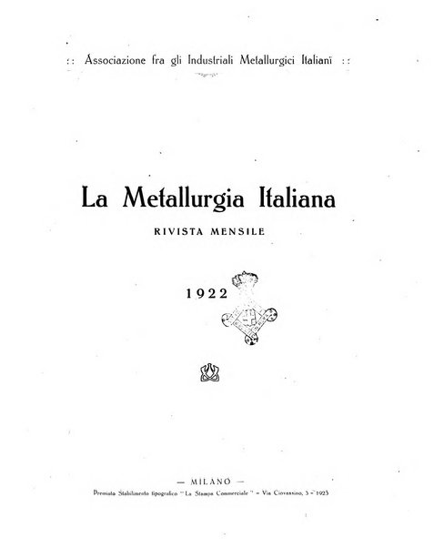 La metallurgia italiana rivista mensile