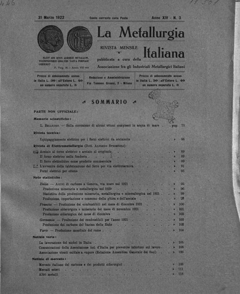 La metallurgia italiana rivista mensile