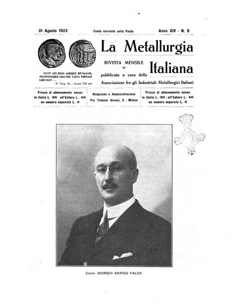 La metallurgia italiana rivista mensile