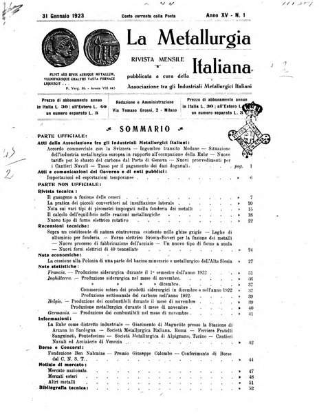 La metallurgia italiana rivista mensile