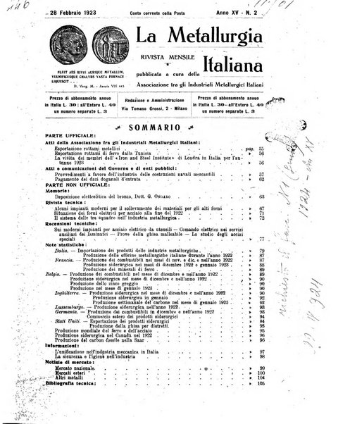 La metallurgia italiana rivista mensile