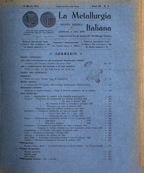 La metallurgia italiana rivista mensile