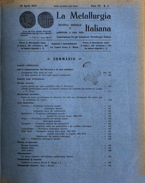 La metallurgia italiana rivista mensile