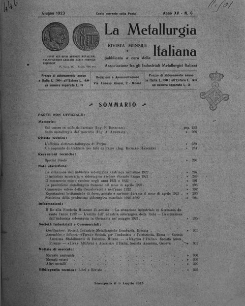 La metallurgia italiana rivista mensile