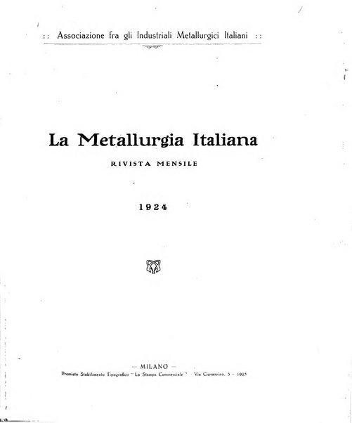 La metallurgia italiana rivista mensile