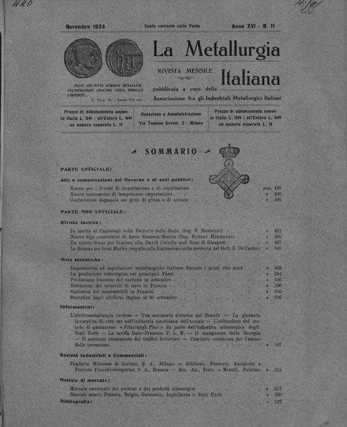 La metallurgia italiana rivista mensile