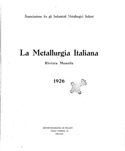 La metallurgia italiana rivista mensile