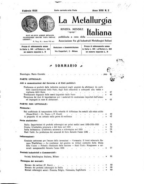 La metallurgia italiana rivista mensile