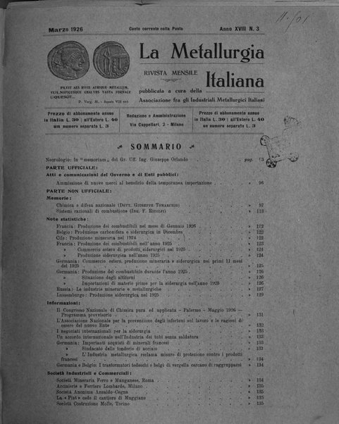 La metallurgia italiana rivista mensile