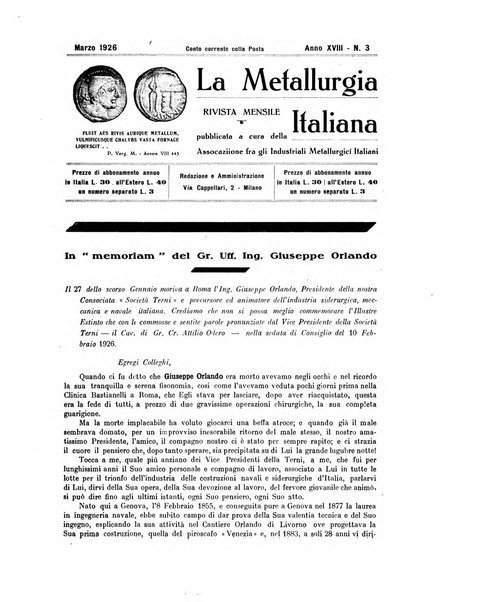 La metallurgia italiana rivista mensile