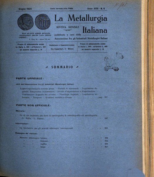 La metallurgia italiana rivista mensile