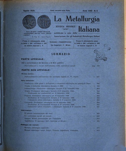 La metallurgia italiana rivista mensile