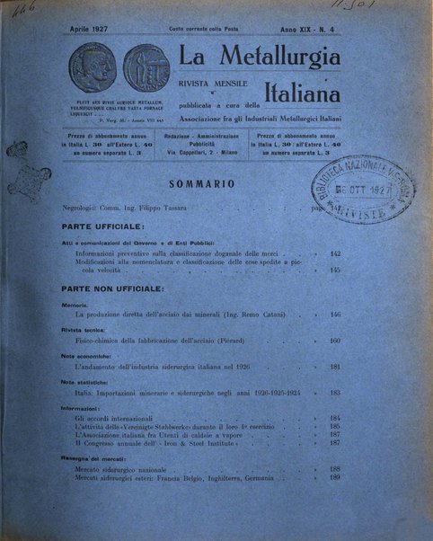 La metallurgia italiana rivista mensile