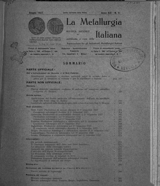 La metallurgia italiana rivista mensile