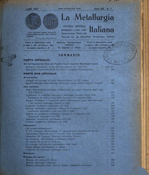 La metallurgia italiana rivista mensile