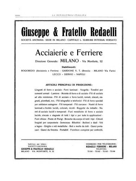 La metallurgia italiana rivista mensile