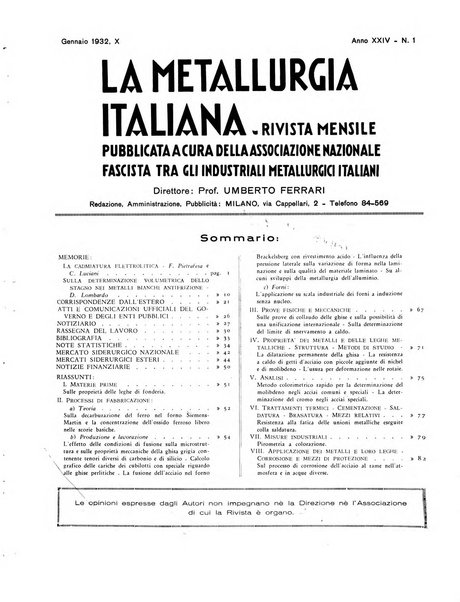 La metallurgia italiana rivista mensile