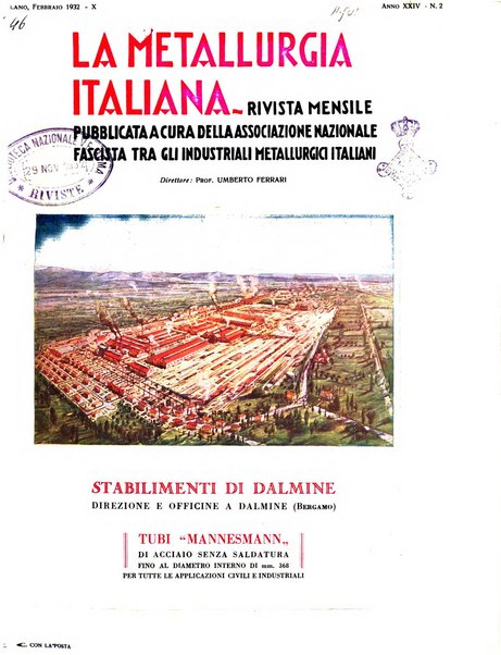 La metallurgia italiana rivista mensile