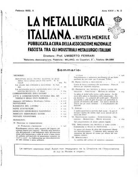 La metallurgia italiana rivista mensile