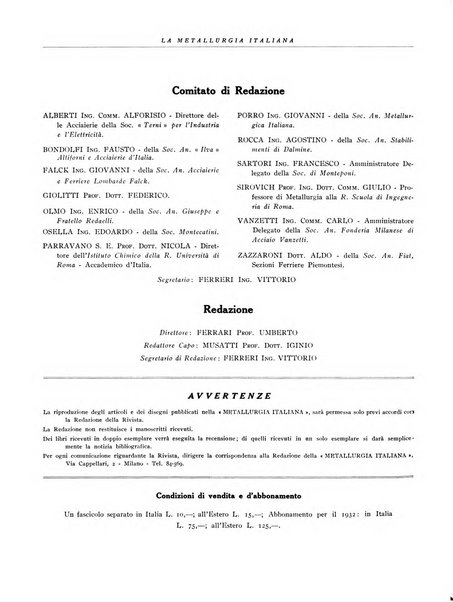 La metallurgia italiana rivista mensile