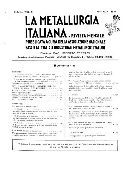 La metallurgia italiana rivista mensile