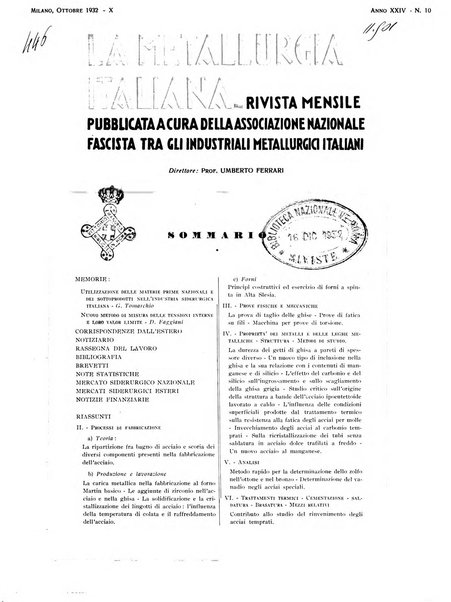 La metallurgia italiana rivista mensile